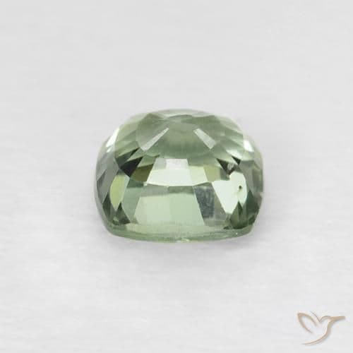 0.65ct Light Moss Green Sapphire, Cushion Cut, 4.6x4.6 mm