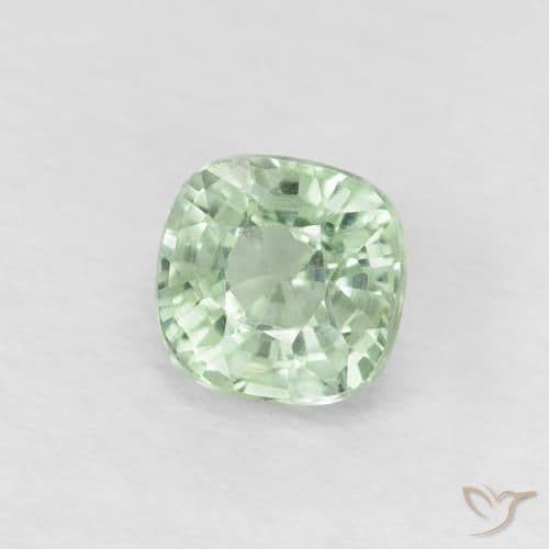 0.54ct Light Sea Green Sapphire, Cushion Cut, 4.2x4.1 mm
