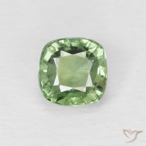 0.66ct Earthy Green Sapphire, Cushion Cut, 4.5x4.5 mm