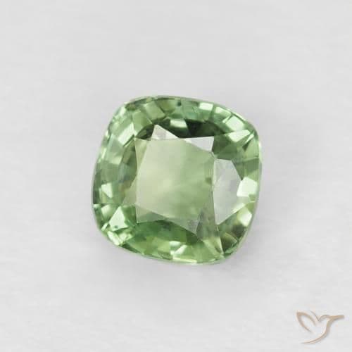 0.66ct Earthy Green Sapphire, Cushion Cut, 4.5x4.5 mm