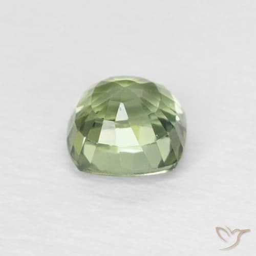 0.66ct Earthy Green Sapphire, Cushion Cut, 4.5x4.5 mm