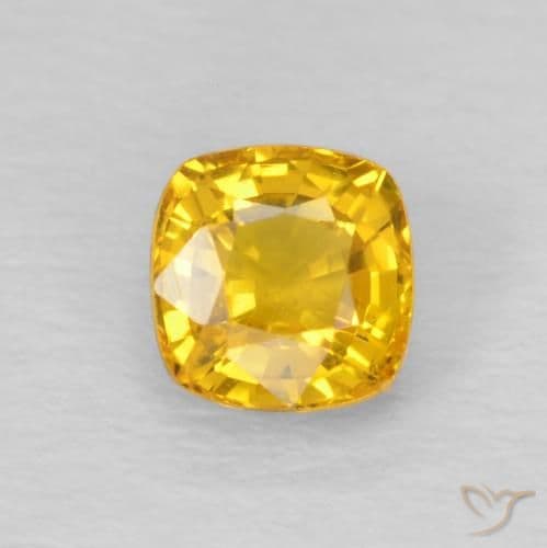 0.66ct Golden-Orange Sapphire, Cushion Cut, 4.5x4.5 mm