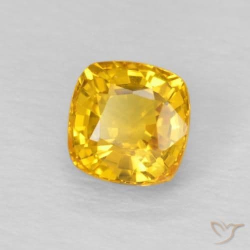 0.66ct Golden-Orange Sapphire, Cushion Cut, 4.5x4.5 mm
