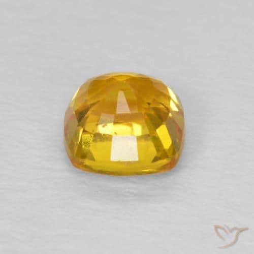0.66ct Golden-Orange Sapphire, Cushion Cut, 4.5x4.5 mm