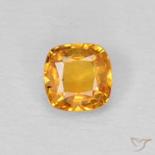 0.41ct Natural Orange-Gold Sapphire, Cushion Cut, 4.2x4.2 mm