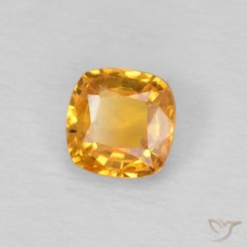 0.41ct Natural Orange-Gold Sapphire, Cushion Cut, 4.2x4.2 mm