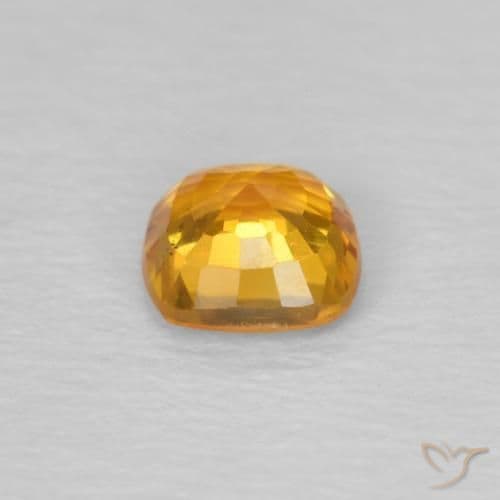 0.41ct Natural Orange-Gold Sapphire, Cushion Cut, 4.2x4.2 mm