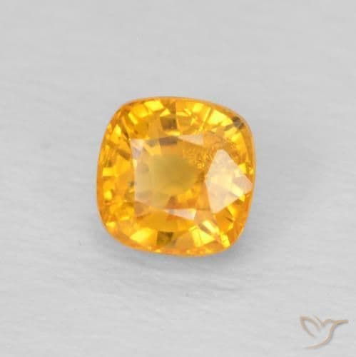 0.54ct Medium Orange Sapphire, Cushion Cut, 4.1x4.1 mm