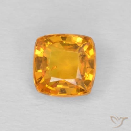 0.60ct Natural Orange-Gold Sapphire, Cushion Cut, 4.5x4.2 mm