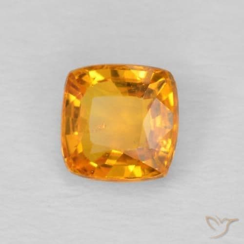 0.60ct Natural Orange-Gold Sapphire, Cushion Cut, 4.5x4.2 mm