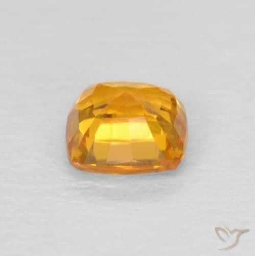 0.60ct Natural Orange-Gold Sapphire, Cushion Cut, 4.5x4.2 mm