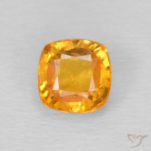 0.70ct Medium Orange Sapphire, Cushion Cut, 4.6x4.6 mm