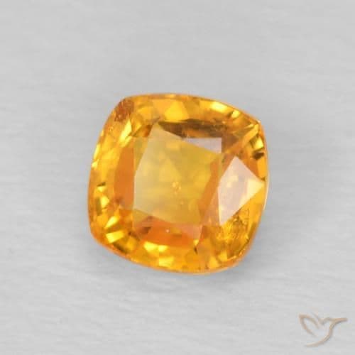 0.70ct Medium Orange Sapphire, Cushion Cut, 4.6x4.6 mm