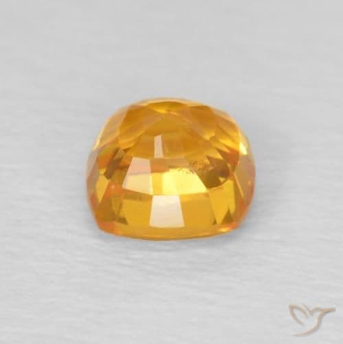 0.70ct Medium Orange Sapphire, Cushion Cut, 4.6x4.6 mm