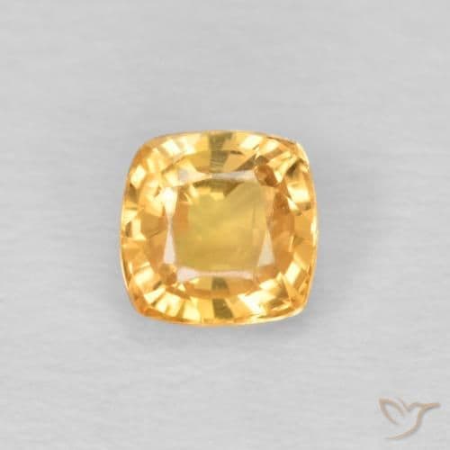 0.49ct Light Orange-Gold Sapphire, Cushion Cut, 4.1x4.1 mm