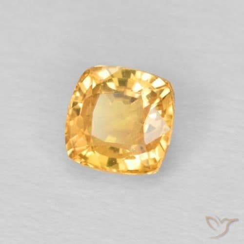 0.49ct Light Orange-Gold Sapphire, Cushion Cut, 4.1x4.1 mm