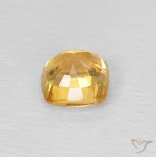 0.49ct Light Orange-Gold Sapphire, Cushion Cut, 4.1x4.1 mm