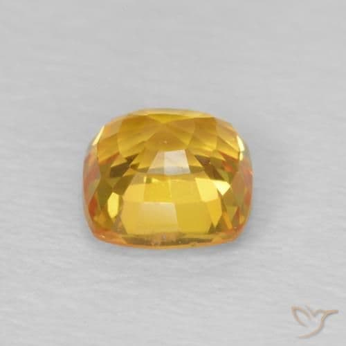 0.68ct Natural Orange-Gold Sapphire, Cushion Cut, 4.6x4.6 mm