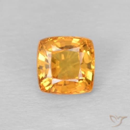 0.56ct Honey Orange Sapphire, Cushion Cut, 4.2x4.2 mm