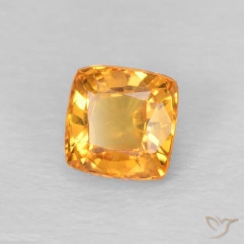 0.56ct Honey Orange Sapphire, Cushion Cut, 4.2x4.2 mm
