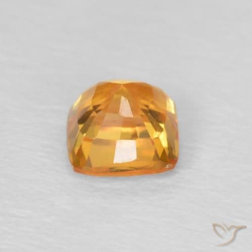 0.56ct Honey Orange Sapphire, Cushion Cut, 4.2x4.2 mm