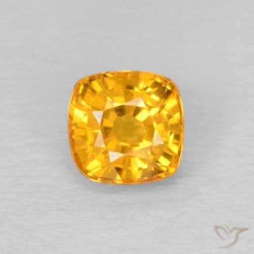 0.53ct Natural Orange-Gold Sapphire, Cushion Cut, 4.3x4.2 mm