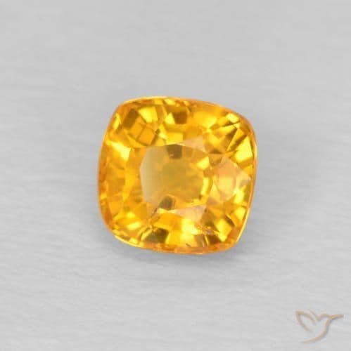 0.53ct Natural Orange-Gold Sapphire, Cushion Cut, 4.3x4.2 mm
