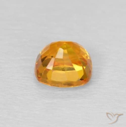 0.53ct Natural Orange-Gold Sapphire, Cushion Cut, 4.3x4.2 mm