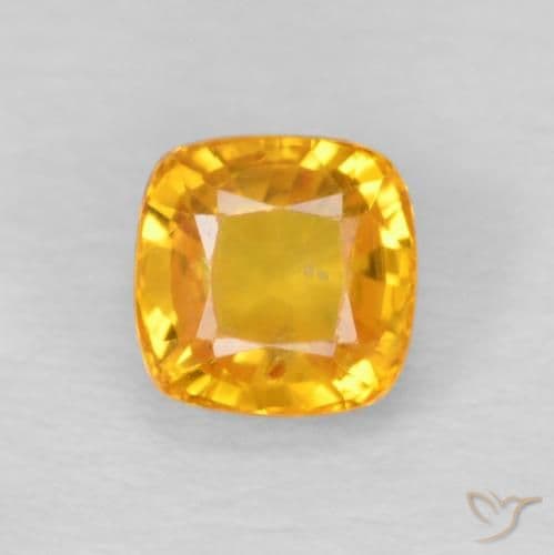 0.77ct Medium Orange Sapphire, Cushion Cut, 4.7x4.7 mm