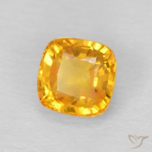0.77ct Medium Orange Sapphire, Cushion Cut, 4.7x4.7 mm