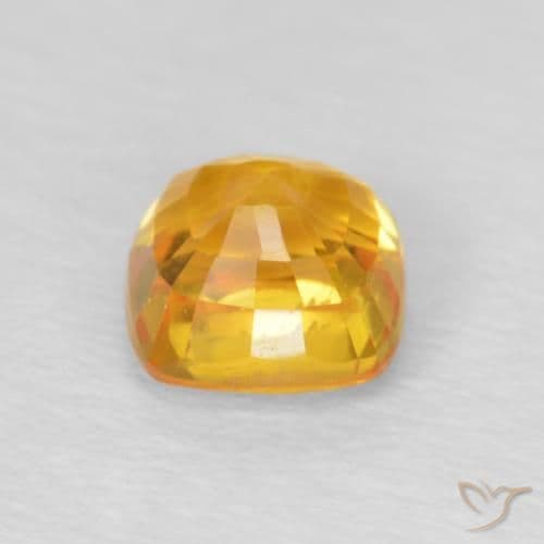 0.77ct Medium Orange Sapphire, Cushion Cut, 4.7x4.7 mm