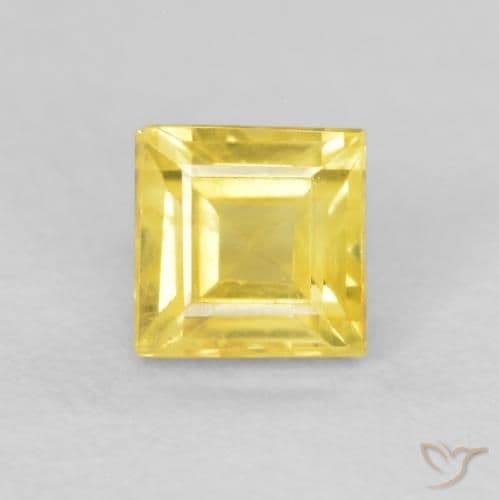 0.60ct Natural Medium Yellow Sapphire, Square, 4.1x4.1 mm