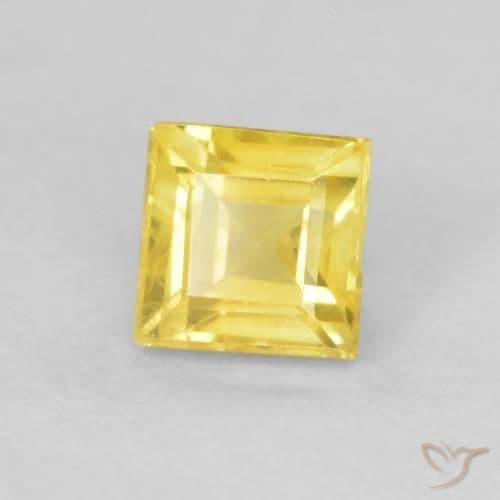 0.60ct Natural Medium Yellow Sapphire, Square, 4.1x4.1 mm