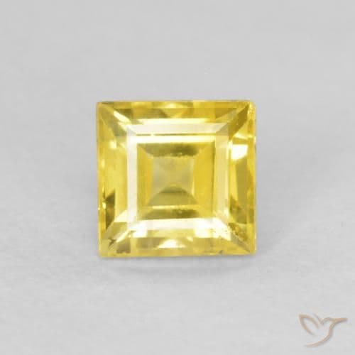 0.52ct Natural Medium Yellow Sapphire, Square, 4x4 mm