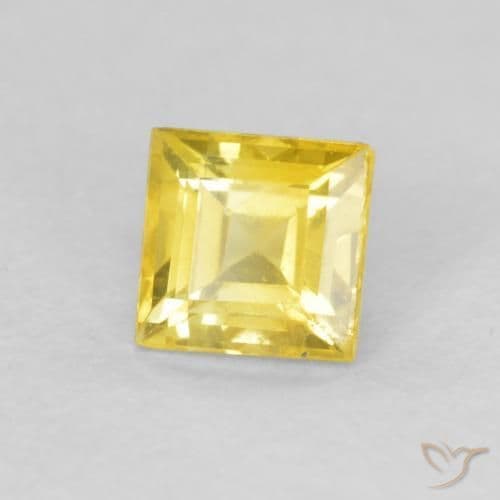 0.52ct Natural Medium Yellow Sapphire, Square, 4x4 mm
