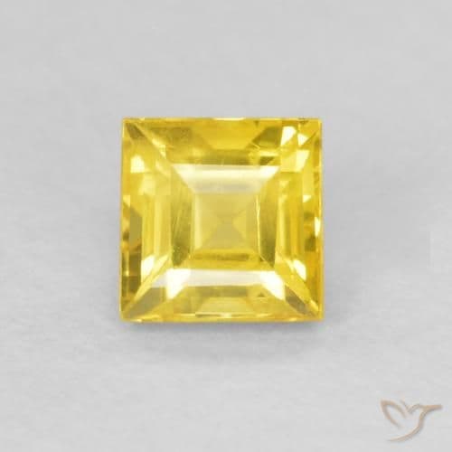 0.51ct Natural Medium Yellow Sapphire, Square, 4x4 mm