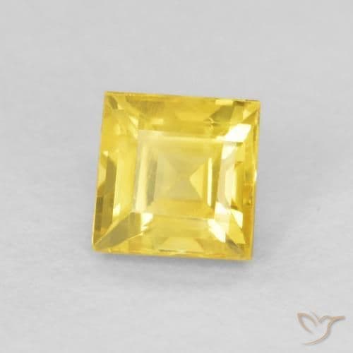 0.51ct Natural Medium Yellow Sapphire, Square, 4x4 mm