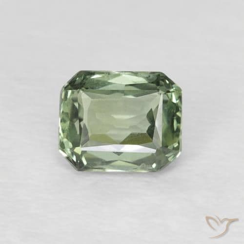 0.55ct Natural Grey Green Sapphire, Emerald Cut, 4.9x4 mm
