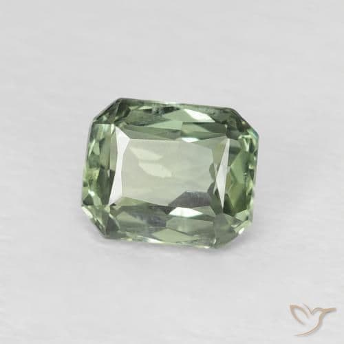 0.59ct Natural Medium Green Sapphire, Emerald Cut, 4.9x4 mm