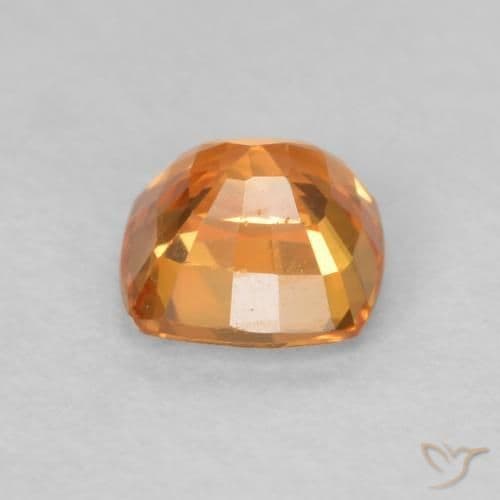 0.60ct Medium Orange Sapphire, Cushion Cut, 4.5x4.4 mm