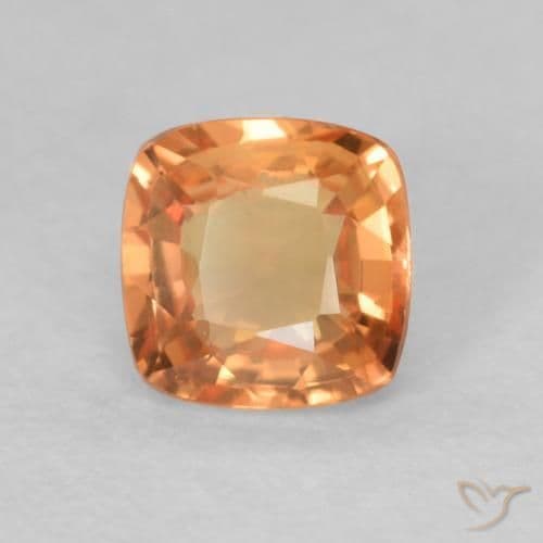 0.50ct Medium Orange Sapphire, Cushion Cut, 4.5x4.5 mm
