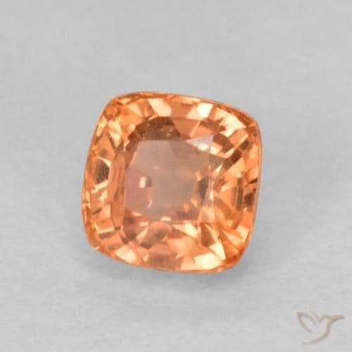 0.63ct Ginger Orange Sapphire, Cushion Cut, 4.2x4.2 mm