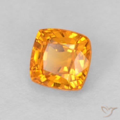 0.56ct Bright Orange Sapphire, Cushion Cut, 4.2x4.2 mm