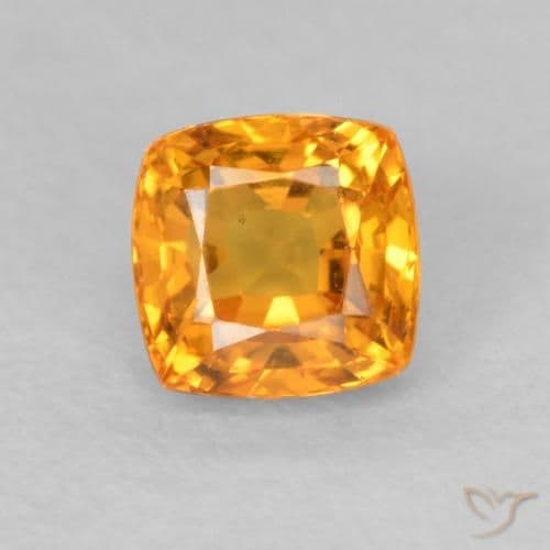 0.61ct Medium Orange Sapphire, Cushion Cut, 4.4x4.3 mm