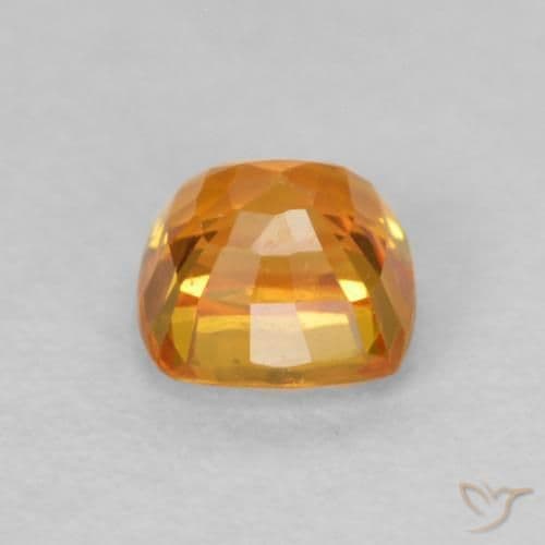 0.61ct Medium Orange Sapphire, Cushion Cut, 4.4x4.3 mm