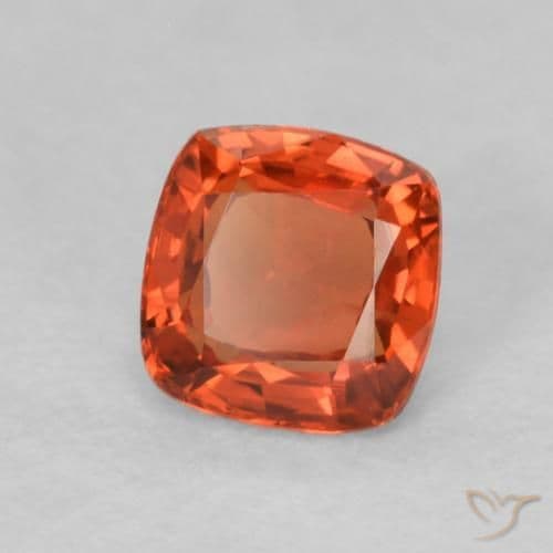 0.54ct Natural Warm Orange Sapphire, Cushion Cut, 4.5x4.5 mm