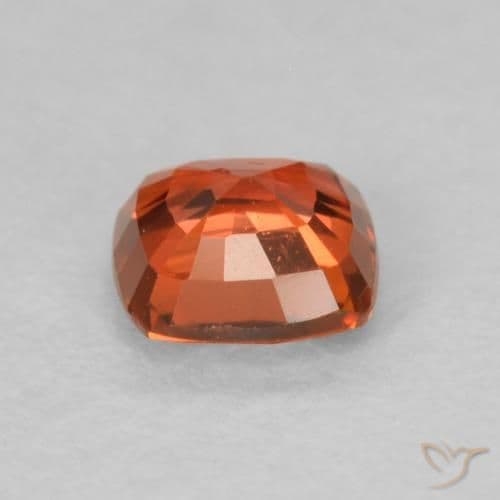 0.54ct Natural Warm Orange Sapphire, Cushion Cut, 4.5x4.5 mm