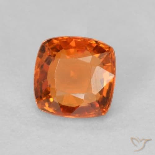 0.55ct Natural Fire Orange Sapphire, Cushion Cut, 4.5x4.5 mm