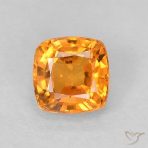 0.55ct Bright Orange Sapphire, Cushion Cut, 4.3x4.3 mm