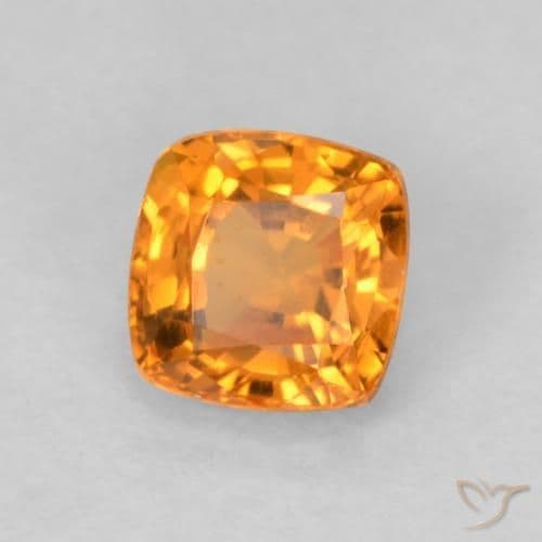 0.55ct Bright Orange Sapphire, Cushion Cut, 4.3x4.3 mm